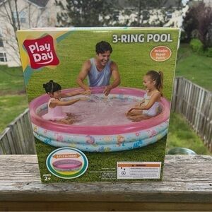 NWT Play Day 3-Ring Inflatable Kids Pink Whale‎ Shark Swimming Pool